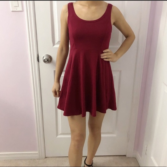 Red Burgundy Skater Dress - Picture 1 of 7